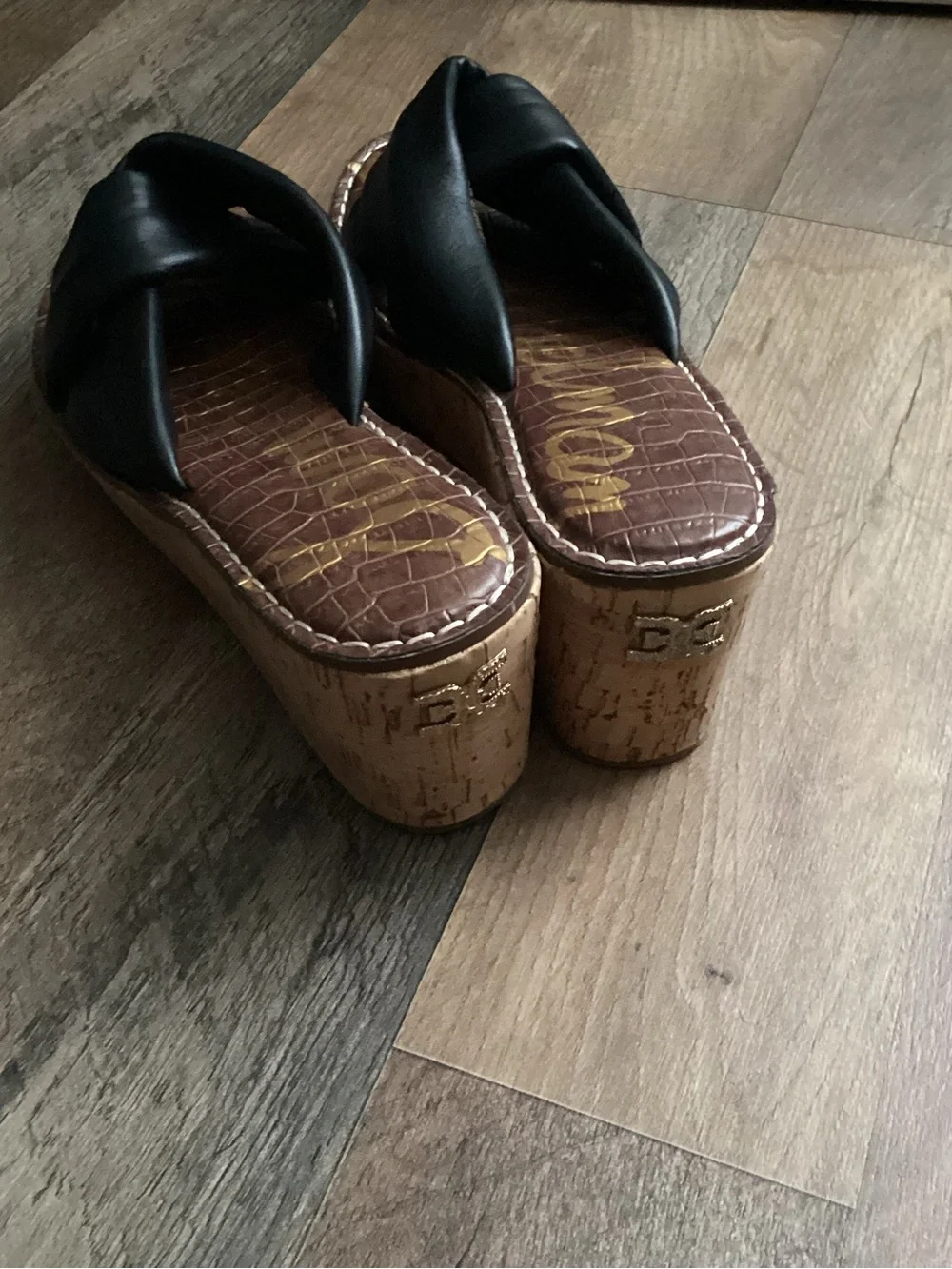 Sam Edelman Black leather Knotted Slide Sandals